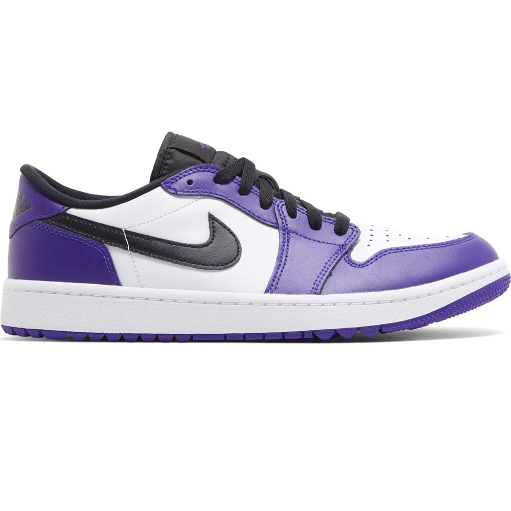Nike Air Jordan 1 Low Golf Shoes - White/Purple/Black - Men’s Size 8.5